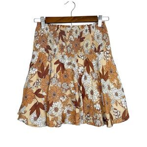 J. Crew Linen smocked mini skirt in zinnia floral Size XXS